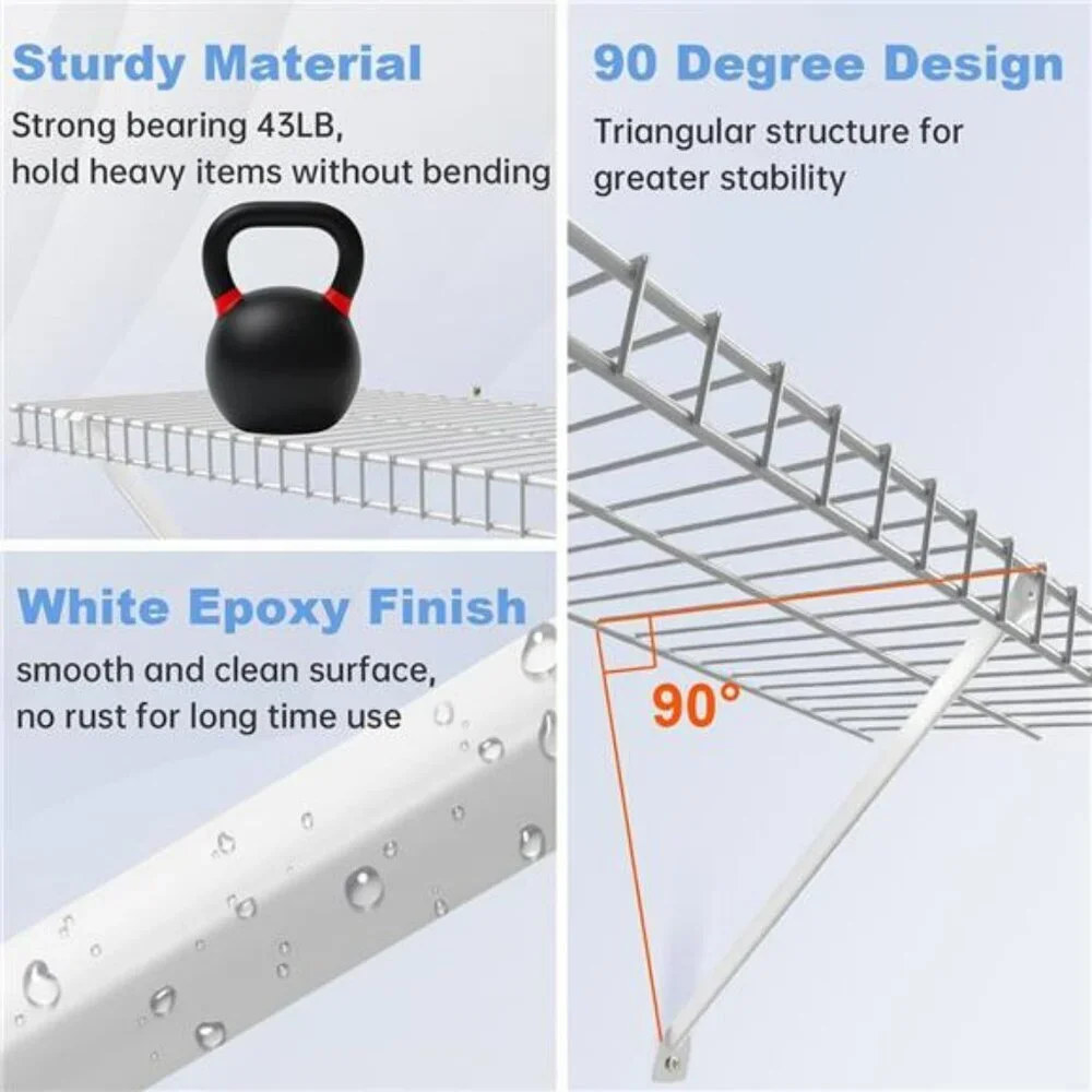 Wire Shelf Brackets 8 Pack 12 Inch Metal Closet Support with Clips and End Brack